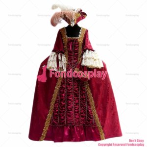 Halloween Gothic Lolita Punk Victorian Rococo Medieval Gown Ball Dance party Evening red Dress Cosplay Costume CD/TV[G952]