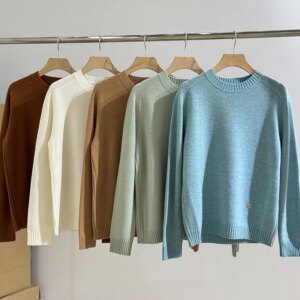 5 Colors Women’s Pure Cashmere Sweater Autumn Winter Round Neck Long Sleeve Loose Ladies Knitted Pullover