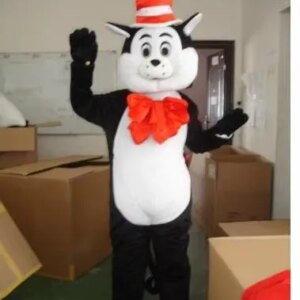 New Adult Best Sale Foam Cute Cat in the Hat Mascot Costume Christmas Fancy Dress Halloween Mascot Costume