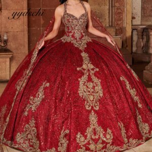Quinceanera Dresses Beading Embroidery Crystal Applique Spaghetti Strap Evening Prom Dress for Women Tulle Stick Drill Ball Gown
