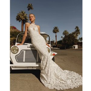 Customized Halter Sleeveless Mermaid Lace Wedding Dress Backless Zipper Bridal Gowns vestidos de novia