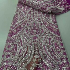 Best Design Heavy Beaded Lace Fabric 2025 Hot Wedding Party Dresses 5 Yards Handmade Embroidery Lace Sequins High Quality Fabric