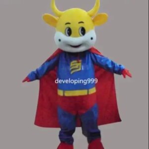 New Adult Cute Deluxe Super Cow Party Mascot Costume Christmas Fancy Dress Halloween Mascot Costume Free Ship