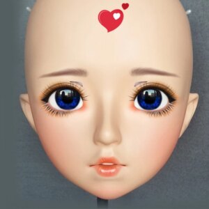 (Zhu-03)Female Sweet Girl Resin Half Head Kigurumi BJD Eyes Crossdress Cosplay Japanese Anime Role Lolita Mask With Eyes And Wig