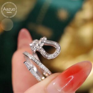 Aazuo Fine Jewelry 18K White Gold Real Diamonds 0.60ct Open Ring Gifted For Woman Deluxe Banquet Fashion Jewelry Au750