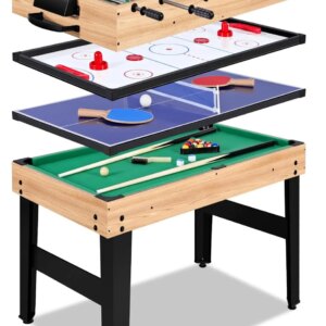 12-in-1 Game Table – 48″ Combo Game Table, Ping Pong Table, Foosball Table, Air Hockey Table, Pool Table – Sports Arcade Games