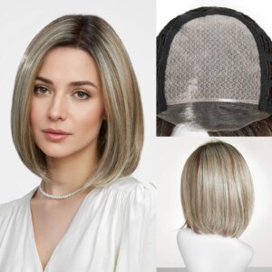 Short Pixie Cut Layered Synthetic Wigs for White Women Mixed Brown Blonde Monofilament Wig Party Daily Use Heat Resistant Wig