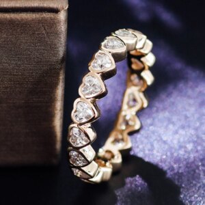 Provence Heart cut Wedding ring Solid Gold DEF/VS Lab Diamonds full band Engagement for Women cocktail ring Personalized Custom