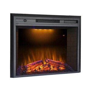 36″ Electric Fireplace Insert with Flame Modes and Timer Remote Control Black Fire Crackling Sound Home Decor LED Technology