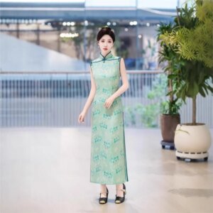 New cheongsam Chinese style elegant temperament long performance dress