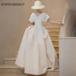 White Satin Wedding Dresses for Bride Elegant Sexy V Neck Formal Prom Evening Guest Long Party Summer Dress Women 2025 vestidos