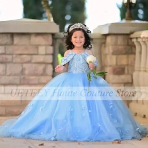 New Baby Girls Birthday Dress Wedding Flower Girl Dresses With Appliques Mother Daughter Gown Kids Pageant Gowns Customized