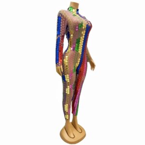 Shiny Leggings Mirror Jumpsuit Evening Birthday Party Club Celebrate Dance Stage Show Bodysuit