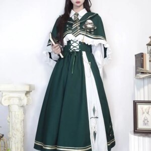 Lolita Long-Sleeved Shirt Suspender Dress Cape Autumn and Winter for Women