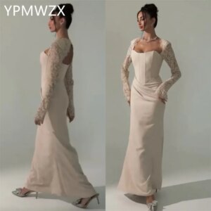 Customized Prom Gown Evening Formal Dress Women YPMWZX Square Collar Column Floor Length Skirts Bespoke Occasion Dresses Party O