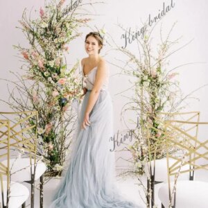 Custom Made Tulle Slip Wedding Dresses Blue Bridal Gown Simple Wedding Dress Prom Evening Gowns Formal Dress Women Elegant