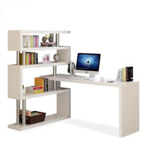 Modern Computer Desk With Bookshelf Standing Desk Shelf High-Quality Wooden Bookshelf With Computer Desk