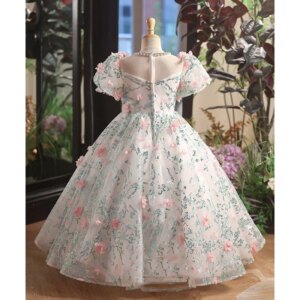 Children’s dress flower girl birthday princess dress beautiful high sense girls host piano performance clothes light luxury