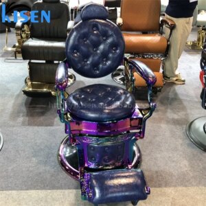Kisen High Quality Barber Salon Chairs Recliner Adjustable Backrest Swivel Lifting With Arm Rest And Foot Pedal Chair For Men