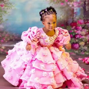 Luxury Pink Flower Girl Dresses Customized 3D Floral Kids Baby Dress for Wedding First Birthday Party Gowns Formal Wear