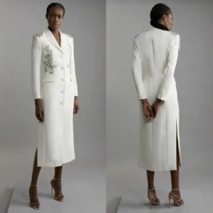 Elegant Women Blazer Dress Crystal Beading Ladies Formal Wear Prom Birthday Party Customized Jacket Outfits