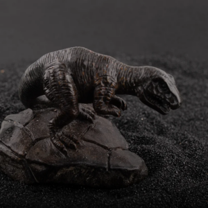Unique Textured Natural Material Dinosaur Carving – Handcrafted T-Rex Statue Gif