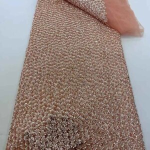 Africa Nigerian Beaded French Mesh Lace With Sequins High Quality 2025 Embroidery Lace Sequins Lace For Wedding Dresses Women