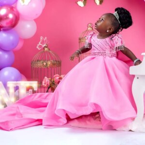Pink Bow Girls Birthday Party Dresses Customized Flower Girl Dresses for Wedding Baby Kids Prom Gowns for Photoshoot