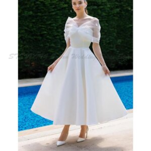 Formal Evening dresses Elegant Off the shoulder A Line Fashion Ankle length High quality Wedding gowns Banquet Prom party