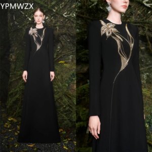 Customized Evening Dress Formal Women Prom Gown YPMWZX Scoop Neckline A-line Floor Length Skirts Bead Flower Bespoke Occasion Dr