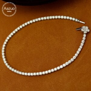 Aazuo 18K Jewelry White Gold Natural Diamonds 3.5ct 5 Flower Tennis Bracelet For Woman Upscale Trendy Wedding Engagement Party