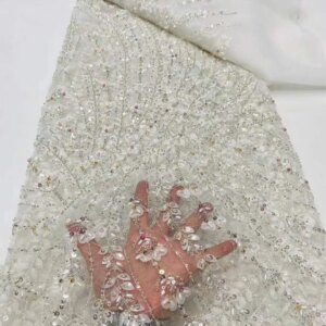 French Tulle Mesh Lace Fabric with White Sequins 2025 High Quality African Nigerian Lace for Women Wedding Party Dress