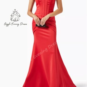 Giggle Customized Strapless Satin Mermaid Sexy Tiered Ruched elegant Sleeveless Formal Saudi evening gala dress for women 2025