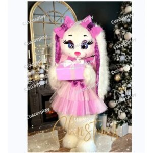 New Adult Halloween Christmas Cute Hare Rabbit Mascotte Fancy Cartoon Mascot Costume Plush Fancy Dress Mascot Costume$0$i