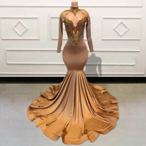 Glitter Rhinestone Diamond Mermaid Long Prom Dresses 2025 Black Girls Full Sleeves Formal Evening Gowns Customized