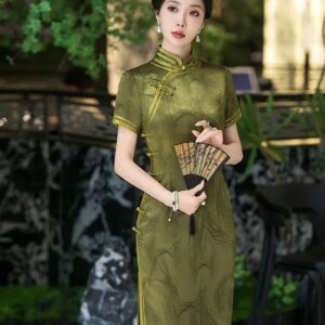 Cheongsam new Chinese female sense of daily national style dress temperament long
