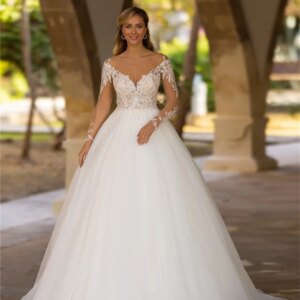 Charming V-neck Evening Dress 2024 Elegant A-line Prom Gown Charming long-sleeved Evening Gowns Vestidos De Novia