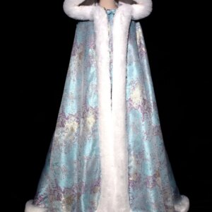 Chinese traditional dress Hanfu female cloak with velvet medium length woven gold cloak coat autumn and winter
