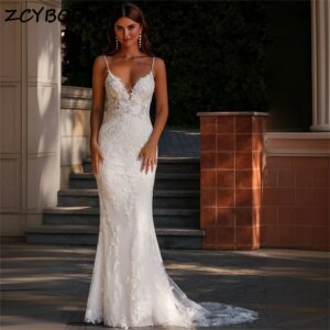 Customized Spaghetti Sweetheart Neck Appliques Backless Mermaid Wedding Dresses For Women 2025 Bridal Gowns Vestido De Noiva