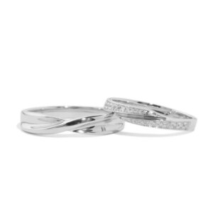 Exquisite 100% Pure 18K/14K/9K Gold & PT950 Möbius Design, Set with Natural & Lab-Grown Diamonds, Luxury Couple Rings