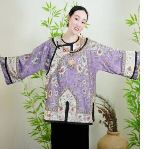 High End Chinese Style Ruyi Slanted Collar And Raglan Sleeves Exquisite Acetate Fabric Embroidered Women’s Loose Jackets M-3XL