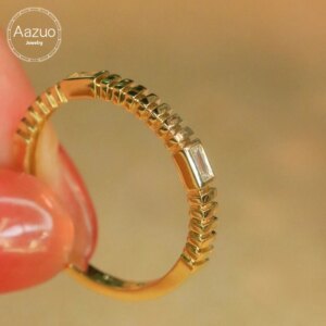 Aazuo Hot Sale Fine Jewelry 18K Solid Gold Yellow Gold Real Natural Diamonds 0.10ct Lines Ring Gift for Woman Engagement Party