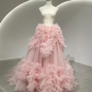 Pleated Evening Dress Luxury Cake Dress Mesh Pleated Party Prom Gall