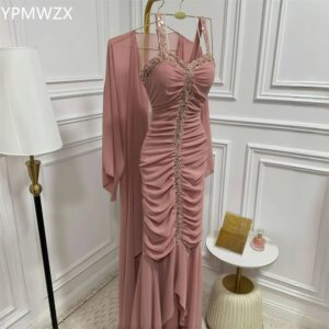 Customized Evening Dress Formal Women Party Occasion YPMWZX Spaghetti Strap Mermaid Floor Length Skirts Sequin Ruffle Bespoke Oc