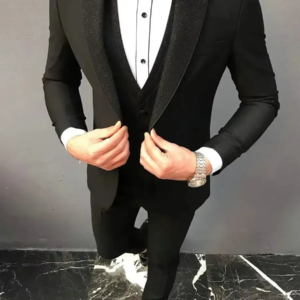 Black Simple Elegant Men Suits Three Pieces Man Blazer(Jacket+Vest+Pants)