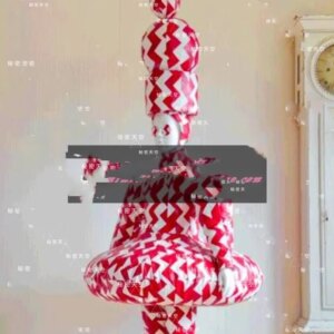 Performance clothing red and white wavy bar DS performance clothing geometric modeling clothing