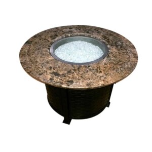 Gas Fire Pit Table Marble Top Round Outdoor Propane Fireplace Patio Furniture