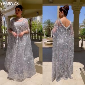 Customized Prom Gown Evening Formal Dress Women YPMWZX V-neck A-line Floor Length Skirts Sequin Tulle Bespoke Occasion Dresses P