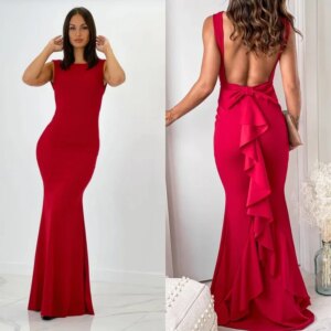 Jiayigong Sparkle  Prom Jersey Bow Ruched Valentine’s Day Trumpet O-Neck Bespoke Occasion Gown Midi Dresses