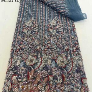 Mccarthy French Tulle Sequins Lace Fabric 2025 High Quality 3D Beads Flower Embroidery African Lace Fabric for Wedding Dresses